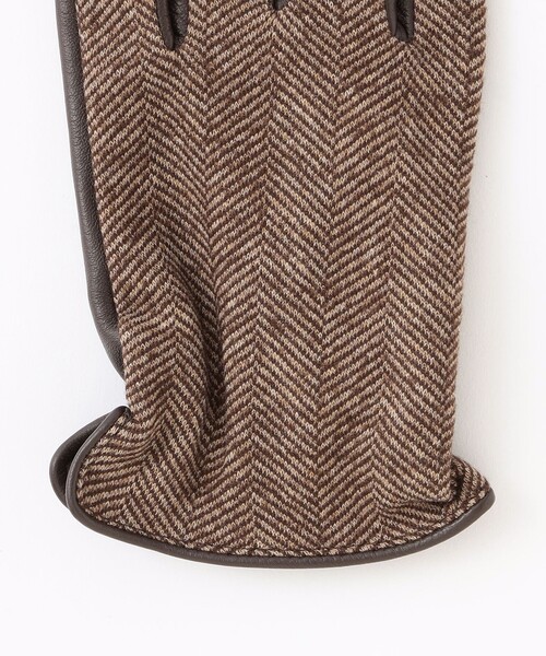 MACKINTOSH PHILOSOPHY（ﾏｯｷﾝﾄｯｼｭ ﾌｨﾛｿﾌｨｰ）の「EMMETEX ヘリンボーン×レザー　スマホグローブ（手袋・メンズ・ブラウン系その他5/チャコールグレー/ネイビー・FREE）」の9枚目の写真