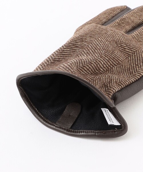 MACKINTOSH PHILOSOPHY（ﾏｯｷﾝﾄｯｼｭ ﾌｨﾛｿﾌｨｰ）の「EMMETEX ヘリンボーン×レザー　スマホグローブ（手袋・メンズ・ブラウン系その他5/チャコールグレー/ネイビー・FREE）」の10枚目の写真