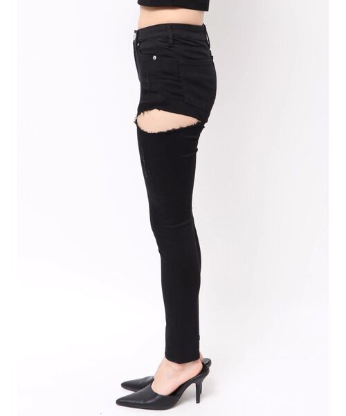 GYDA(ジェイダ)の「ミドルウエストSIDE RIPPEDカラースキニーパンツ(デニムパンツ・レディース・ブラック・SMALL/X-SMALL/MEDIUM)」の10枚目の写真