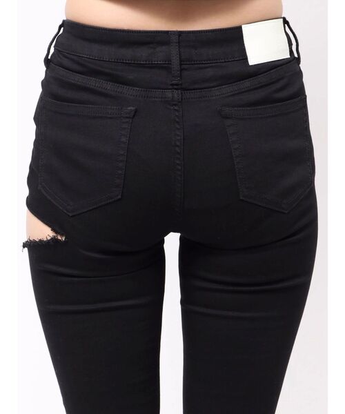 GYDA(ジェイダ)の「ミドルウエストSIDE RIPPEDカラースキニーパンツ(デニムパンツ・レディース・ブラック・SMALL/X-SMALL/MEDIUM)」の12枚目の写真