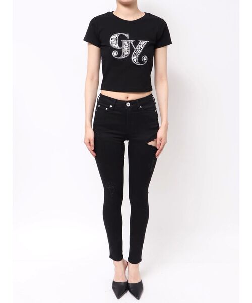 GYDA(ジェイダ)の「ミドルウエストSIDE RIPPEDカラースキニーパンツ(デニムパンツ・レディース・ブラック・SMALL/X-SMALL/MEDIUM)」の3枚目の写真