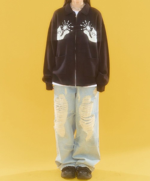 Video Jockey(ビデオジョッキー)の「【UNISEX】VIDEO JOCKEY/Star Cat ZIPUP(ニット/セーター・レディース・アイボリー/ブラック・SMALL/MEDIUM)」の18枚目の写真