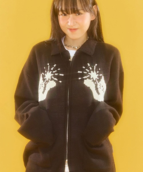 Video Jockey(ビデオジョッキー)の「【UNISEX】VIDEO JOCKEY/Star Cat ZIPUP(ニット/セーター・レディース・アイボリー/ブラック・SMALL/MEDIUM)」の20枚目の写真