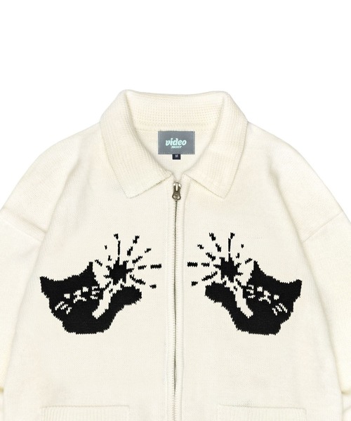 Video Jockey(ビデオジョッキー)の「【UNISEX】VIDEO JOCKEY/Star Cat ZIPUP(ニット/セーター・レディース・アイボリー/ブラック・SMALL/MEDIUM)」の11枚目の写真