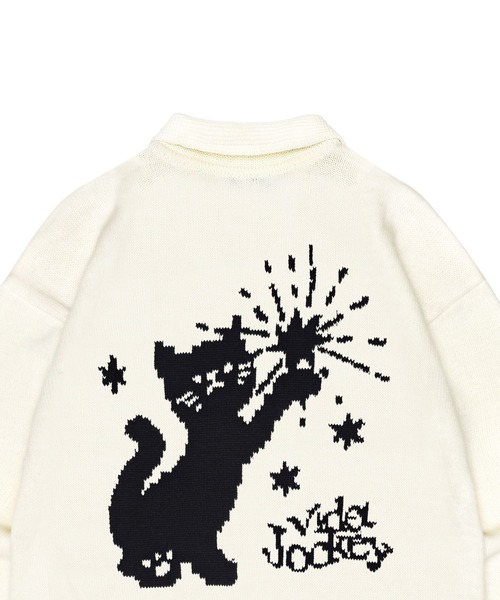 Video Jockey(ビデオジョッキー)の「【UNISEX】VIDEO JOCKEY/Star Cat ZIPUP(ニット/セーター・レディース・アイボリー/ブラック・SMALL/MEDIUM)」の12枚目の写真