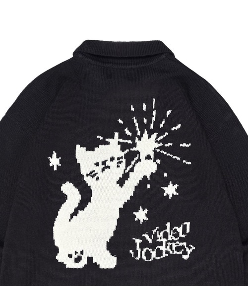 UNISEX】VIDEO JOCKEY／Star Cat ZIPUP（ニット/セーター）｜Video