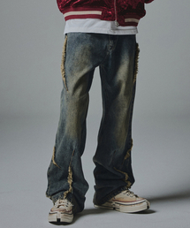 NOT4NERD(�m�b�g�t�H�[�i�[�h)��Cut Off Incision Semi Flare Fit Denim Pants - Deep Blue(�f�j���p���c)
