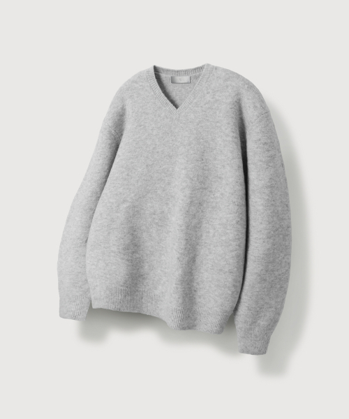 モエン ウール Vネック ニット_ホワイトメランジェ