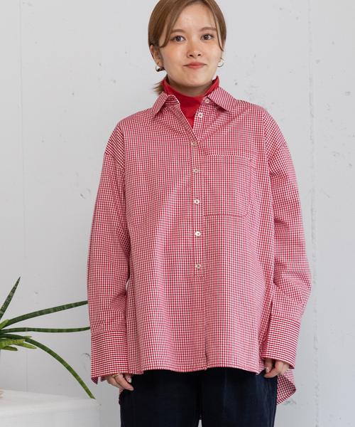 POU DOU DOU（プードゥドゥ）の「くっつきポケットレギュラーシャツ（シャツ/ブラウス・レディース・ブルー/レッド・M）」の14枚目の写真