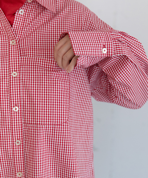 POU DOU DOU（プードゥドゥ）の「くっつきポケットレギュラーシャツ（シャツ/ブラウス・レディース・ブルー/レッド・M）」の21枚目の写真