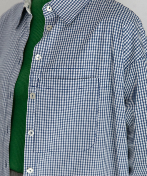 POU DOU DOU（プードゥドゥ）の「くっつきポケットレギュラーシャツ（シャツ/ブラウス・レディース・ブルー/レッド・M）」の7枚目の写真