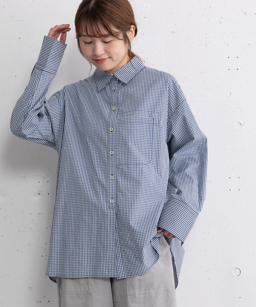 POU DOU DOU（プードゥドゥ）の「くっつきポケットレギュラーシャツ（シャツ/ブラウス・レディース・ブルー/レッド・M）」の9枚目の写真