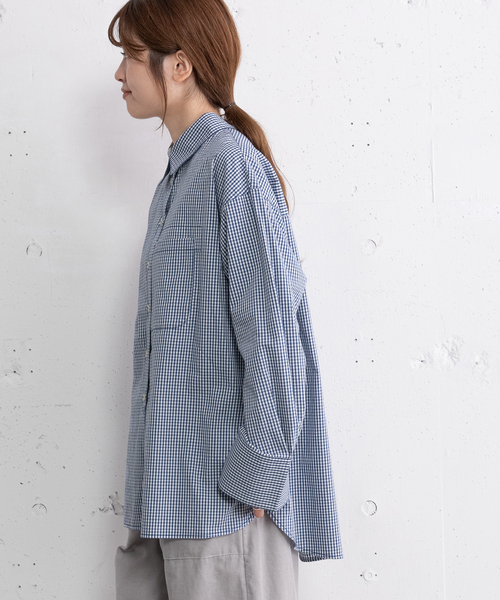 POU DOU DOU（プードゥドゥ）の「くっつきポケットレギュラーシャツ（シャツ/ブラウス・レディース・ブルー/レッド・M）」の10枚目の写真