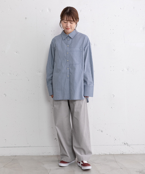 POU DOU DOU（プードゥドゥ）の「くっつきポケットレギュラーシャツ（シャツ/ブラウス・レディース・ブルー/レッド・M）」の11枚目の写真