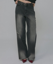 millioncor（ミリオンコール）の「[9684] ミューセント デミッジ デニムパンツ_黒青（デニムパンツ）」