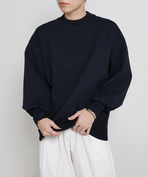 select MOCA(セレクトモカ)の「スポンディッシュスウェットライクニット(ニット/セーター・レディース・ネイビー/アイボリー/ブラック・FREE)」の7枚目の写真