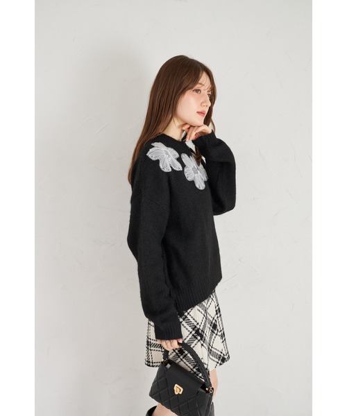 ZOZO限定】チュールフラワーモチーフニットトップス（ニット/セーター