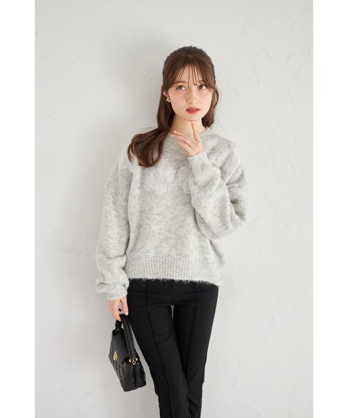 ZOZO限定】チュールフラワーモチーフニットトップス（ニット/セーター