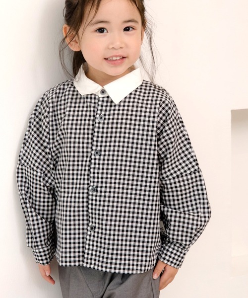 MAKE YOUR DAY（メイクユアデイ）の「ママとおそろいチェックとストライプのドルマンシャツ■80～140cm（シャツ/ブラウス・キッズ・チェック/イエロー/ブラック・80/90/100/110/120/130/140）」の3枚目の写真