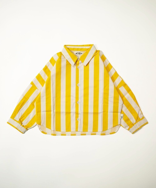 MAKE YOUR DAY（メイクユアデイ）の「ママとおそろいチェックとストライプのドルマンシャツ■80～140cm（シャツ/ブラウス・キッズ・チェック/イエロー/ブラック・80/90/100/110/120/130/140）」の2枚目の写真
