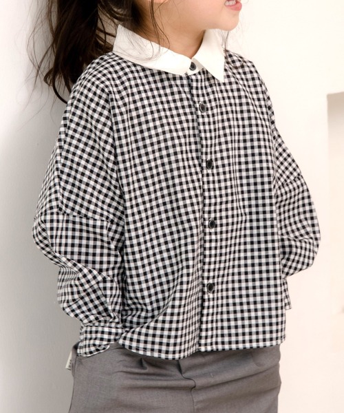 MAKE YOUR DAY（メイクユアデイ）の「ママとおそろいチェックとストライプのドルマンシャツ■80～140cm（シャツ/ブラウス・キッズ・チェック/イエロー/ブラック・80/90/100/110/120/130/140）」の14枚目の写真