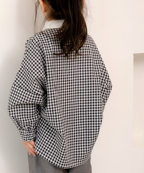 MAKE YOUR DAY（メイクユアデイ）の「ママとおそろいチェックとストライプのドルマンシャツ■80～140cm（シャツ/ブラウス・キッズ・チェック/イエロー/ブラック・80/90/100/110/120/130/140）」の15枚目の写真