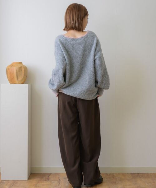 RETRO GIRL（レトロガール）の「バイカラーBIGカーデ（カーディガン/ボレロ・レディース・ブルー/ナチュラル/ブラウン/ライトグレー・FREE）」の12枚目の写真