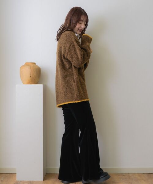 RETRO GIRL（レトロガール）の「バイカラーBIGカーデ（カーディガン/ボレロ・レディース・ブルー/ナチュラル/ブラウン/ライトグレー・FREE）」の20枚目の写真