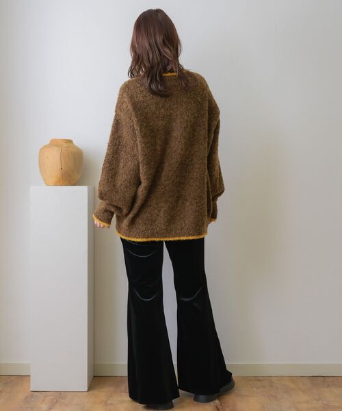 RETRO GIRL（レトロガール）の「バイカラーBIGカーデ（カーディガン/ボレロ・レディース・ブルー/ナチュラル/ブラウン/ライトグレー・FREE）」の21枚目の写真