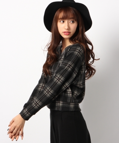 Heather（ヘザー）の「チェックＶニットソー  710859（Tシャツ/カットソー・レディース・ネイビー/ブラック/アイボリー・FREE）」の2枚目の写真