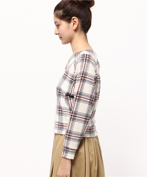 Heather（ヘザー）の「チェックＶニットソー  710859（Tシャツ/カットソー・レディース・ネイビー/ブラック/アイボリー・FREE）」の4枚目の写真