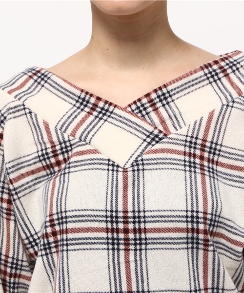 Heather（ヘザー）の「チェックＶニットソー  710859（Tシャツ/カットソー・レディース・ネイビー/ブラック/アイボリー・FREE）」の6枚目の写真