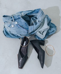 【美脚効果・クッション入り】Vカットスクエア6cmアンクレットパンプス CA23861