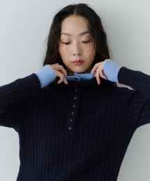 NUJOH | Two-Tone Collar Rib Knit / ツートーンカラ―リブニット(Tシャツ/カットソー)