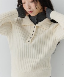 Two-Tone Collar Rib Knit / ツートーンカラ―リブニット