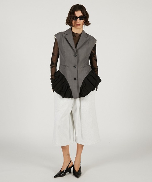 PRANK PROJECT（プランクプロジェクト）の「ベルテッドスウェットショーツ / Belted Sweat Shorts（スウェットパンツ・レディース・チャコールグレー/ベージュ/ライトグレー・36/38）」の6枚目の写真