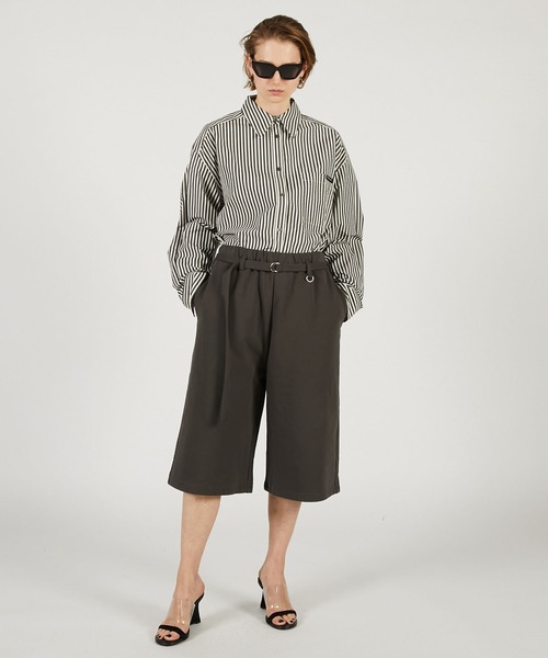 PRANK PROJECT（プランクプロジェクト）の「ベルテッドスウェットショーツ / Belted Sweat Shorts（スウェットパンツ・レディース・チャコールグレー/ベージュ/ライトグレー・36/38）」の4枚目の写真