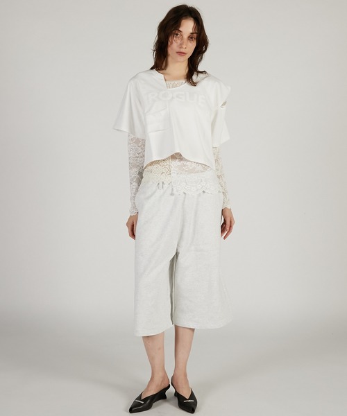 PRANK PROJECT（プランクプロジェクト）の「ベルテッドスウェットショーツ / Belted Sweat Shorts（スウェットパンツ・レディース・チャコールグレー/ベージュ/ライトグレー・36/38）」の5枚目の写真