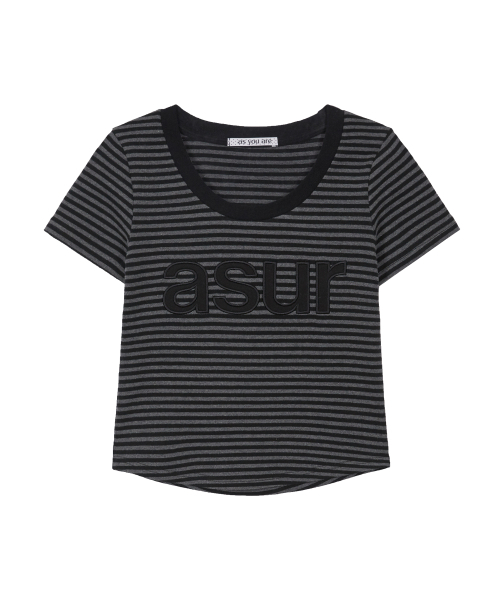 as you are(アズユーアー)の「モノラインスリムTシャツストライプチャコール(Tシャツ/カットソー・レディース・その他・SMALL/MEDIUM)」の1枚目の写真
