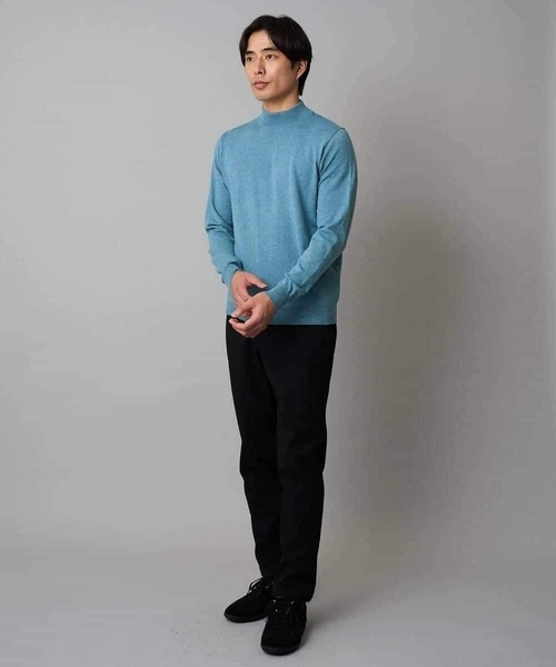 a.v.v（アーヴェヴェ）の「【洗える】14ゲージスマートモックネックニット〈ON/OFF SERIES〉（ニット/セーター・メンズ・ブラック/ミント・46/48）」の13枚目の写真