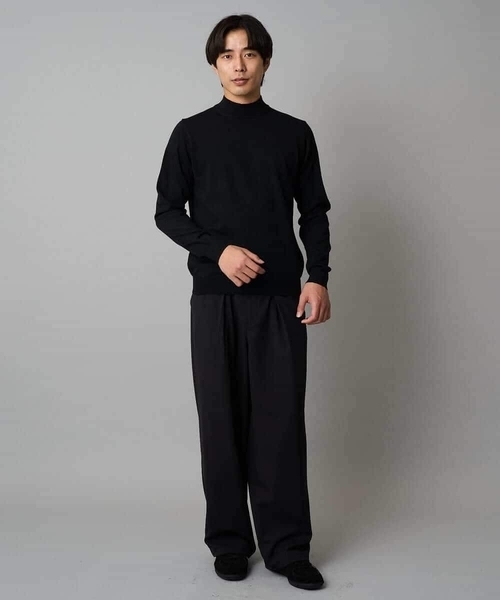 a.v.v（アーヴェヴェ）の「【洗える】14ゲージスマートモックネックニット〈ON/OFF SERIES〉（ニット/セーター・メンズ・ブラック/ミント・46/48）」の12枚目の写真