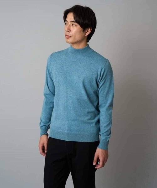 a.v.v（アーヴェヴェ）の「【洗える】14ゲージスマートモックネックニット〈ON/OFF SERIES〉（ニット/セーター・メンズ・ブラック/ミント・46/48）」の7枚目の写真