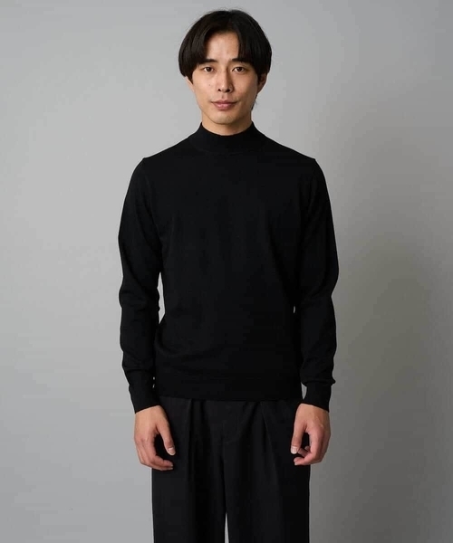 a.v.v（アーヴェヴェ）の「【洗える】14ゲージスマートモックネックニット〈ON/OFF SERIES〉（ニット/セーター・メンズ・ブラック/ミント・46/48）」の4枚目の写真