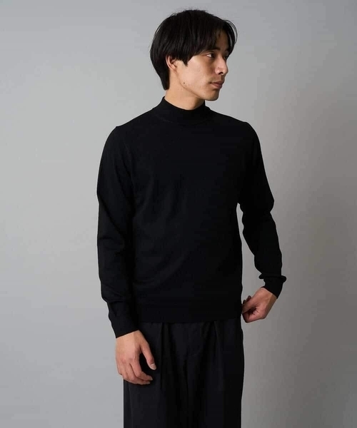 a.v.v（アーヴェヴェ）の「【洗える】14ゲージスマートモックネックニット〈ON/OFF SERIES〉（ニット/セーター・メンズ・ブラック/ミント・46/48）」の3枚目の写真