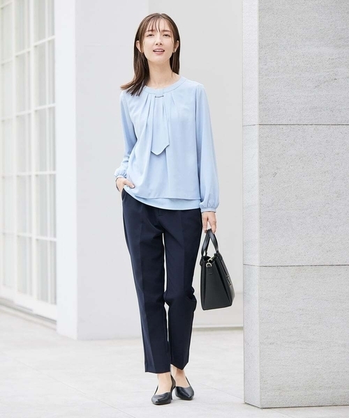 a.v.v（アーヴェヴェ）の「【洗える/ストレッチ/セットアップ対応】ダブルクロステーパードパンツ（その他パンツ・レディース・グレー系その他/ブラック/ネイビー・34/38/36/40/42）」の6枚目の写真