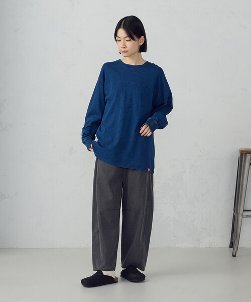 ONIGIRI（オニギリ）の「デニムカービーパンツ / セットアップ対応（デニムパンツ・レディース・サックスブルー/グレー・LARGE/MEDIUM）」の3枚目の写真