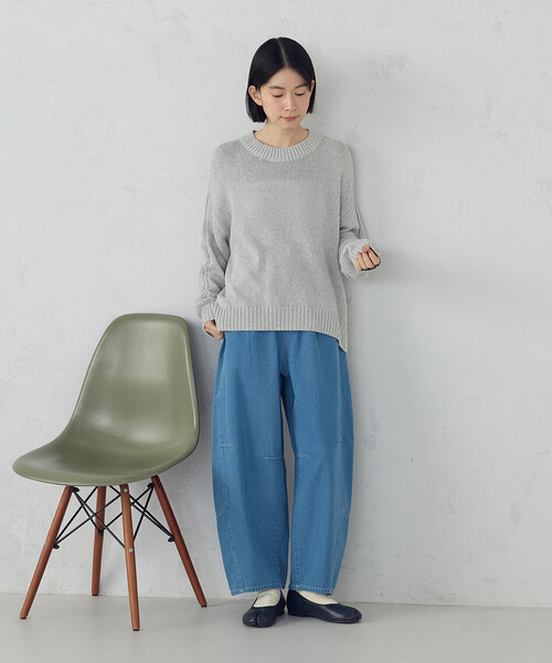 ONIGIRI（オニギリ）の「デニムカービーパンツ / セットアップ対応（デニムパンツ・レディース・サックスブルー/グレー・LARGE/MEDIUM）」の5枚目の写真