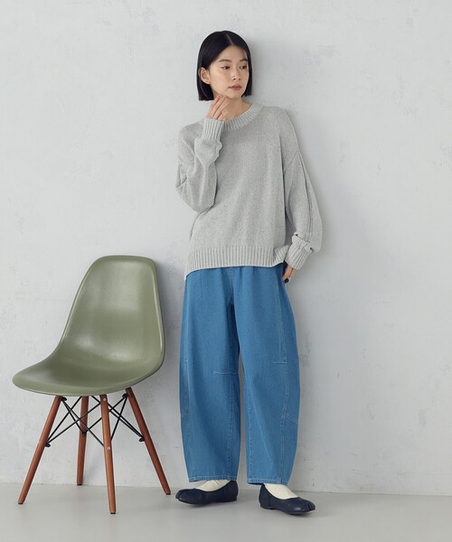 ONIGIRI（オニギリ）の「デニムカービーパンツ / セットアップ対応（デニムパンツ・レディース・サックスブルー/グレー・LARGE/MEDIUM）」の6枚目の写真