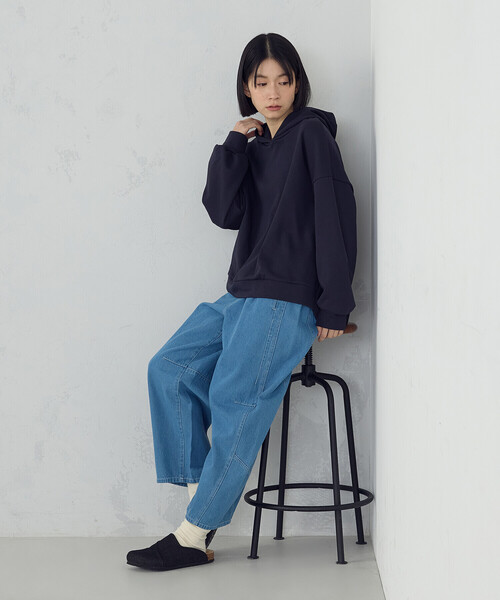 ONIGIRI（オニギリ）の「デニムカービーパンツ / セットアップ対応（デニムパンツ・レディース・サックスブルー/グレー・LARGE/MEDIUM）」の8枚目の写真