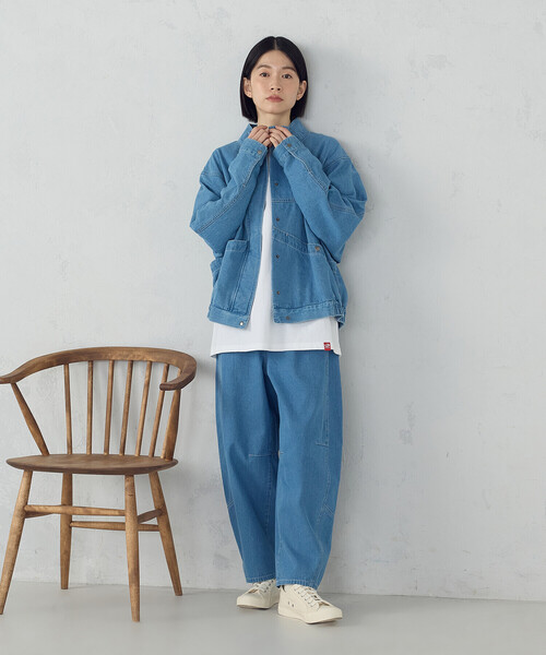 ONIGIRI（オニギリ）の「デニムカービーパンツ / セットアップ対応（デニムパンツ・レディース・サックスブルー/グレー・LARGE/MEDIUM）」の11枚目の写真